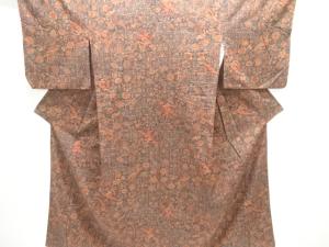 花鳥更紗模様手織り紬着物